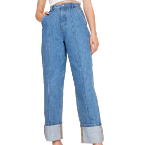 Lee Women's Seam Detail Turn Up High Waisted Jean