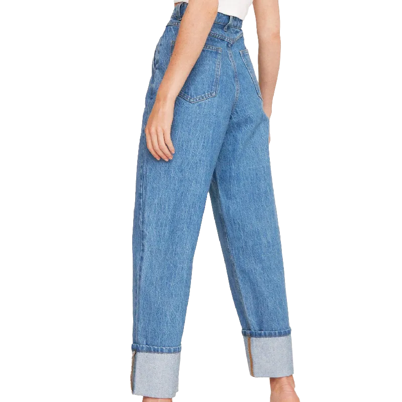 Lee Women's Seam Detail Turn Up High Waisted Jean