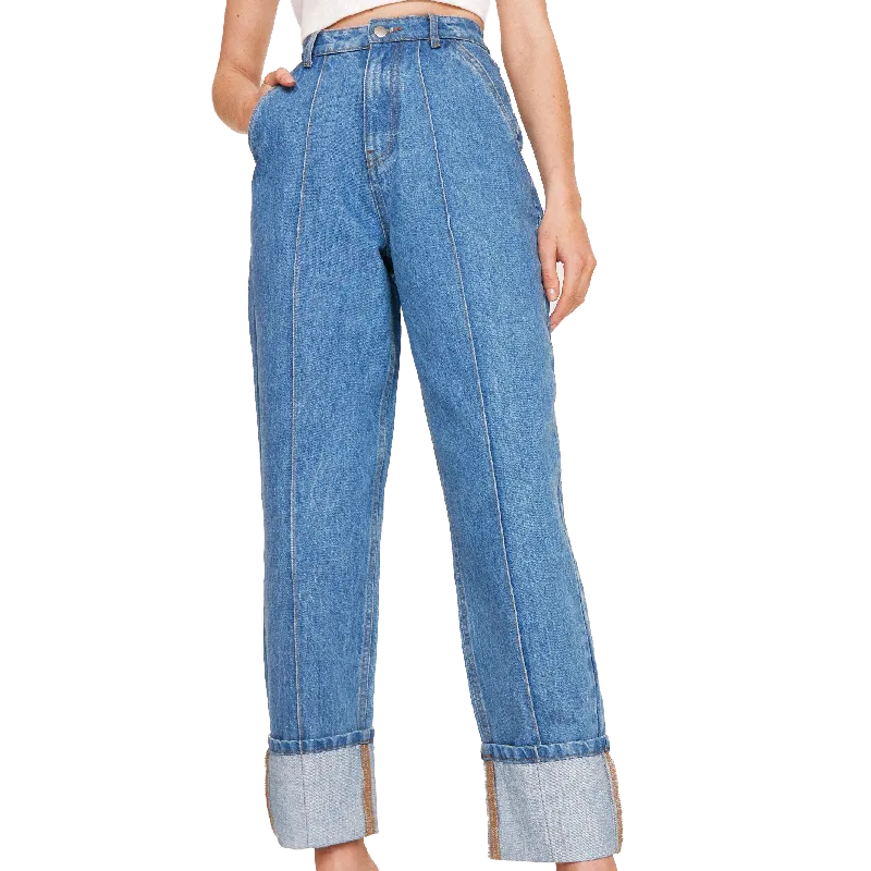 Lee Women's Seam Detail Turn Up High Waisted Jean