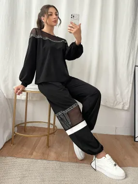 Letter Drawstring High Waist Long Women Sweatpants