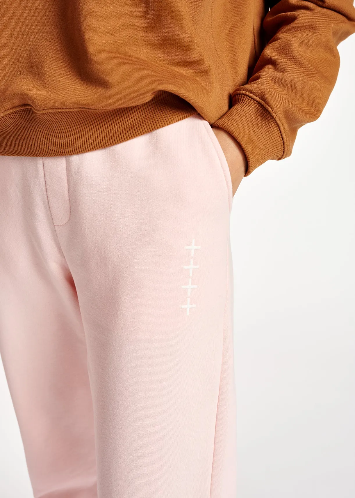 Light pink organic cotton-jersey sweatpants