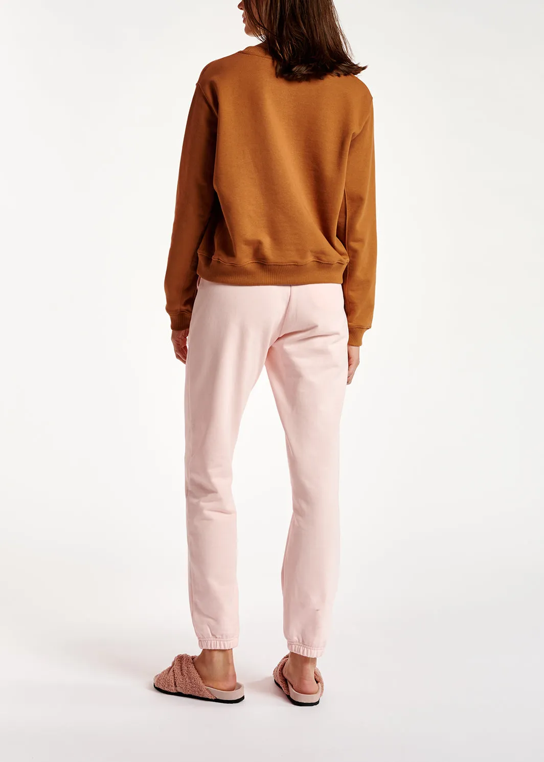 Light pink organic cotton-jersey sweatpants