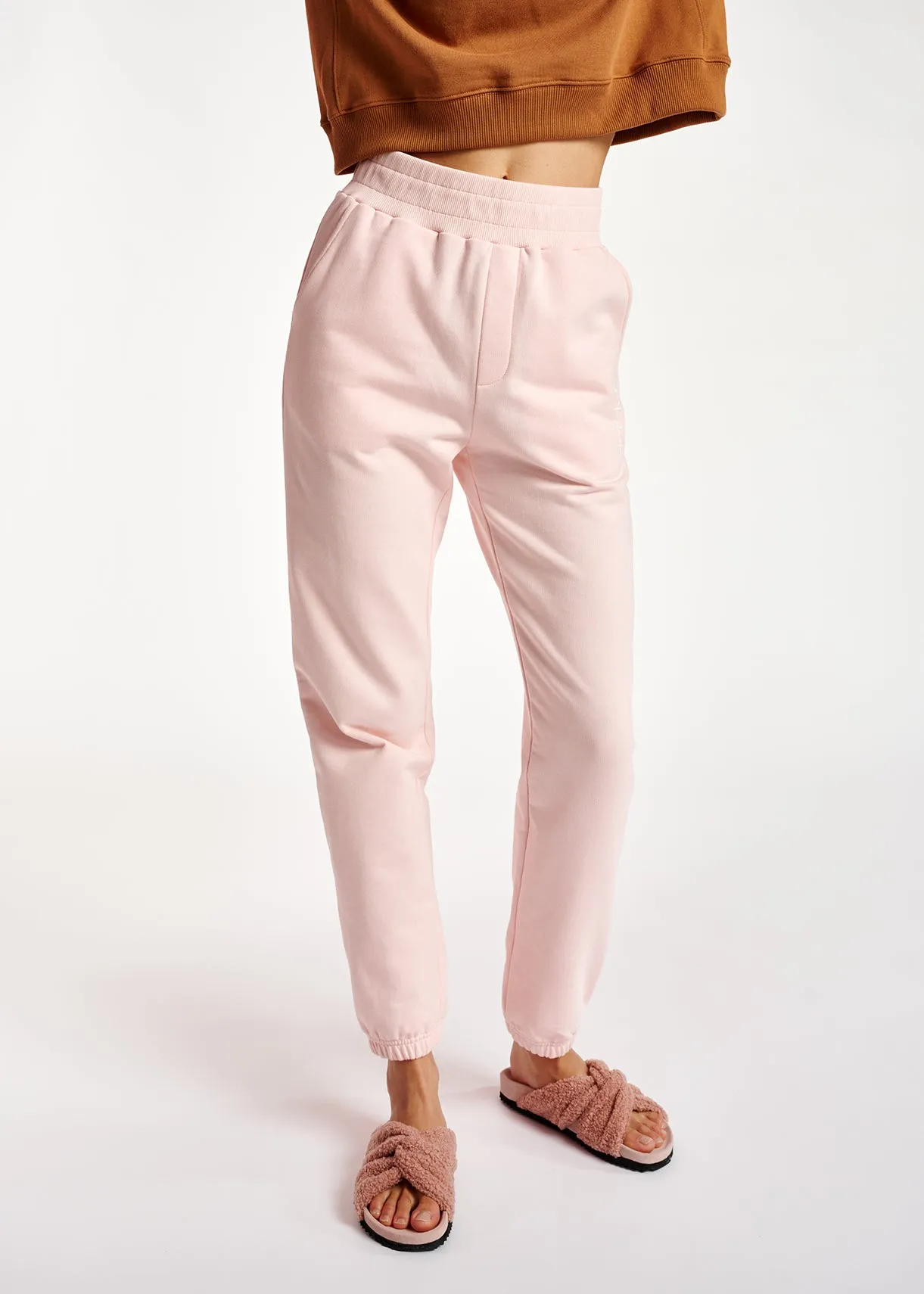 Light pink organic cotton-jersey sweatpants