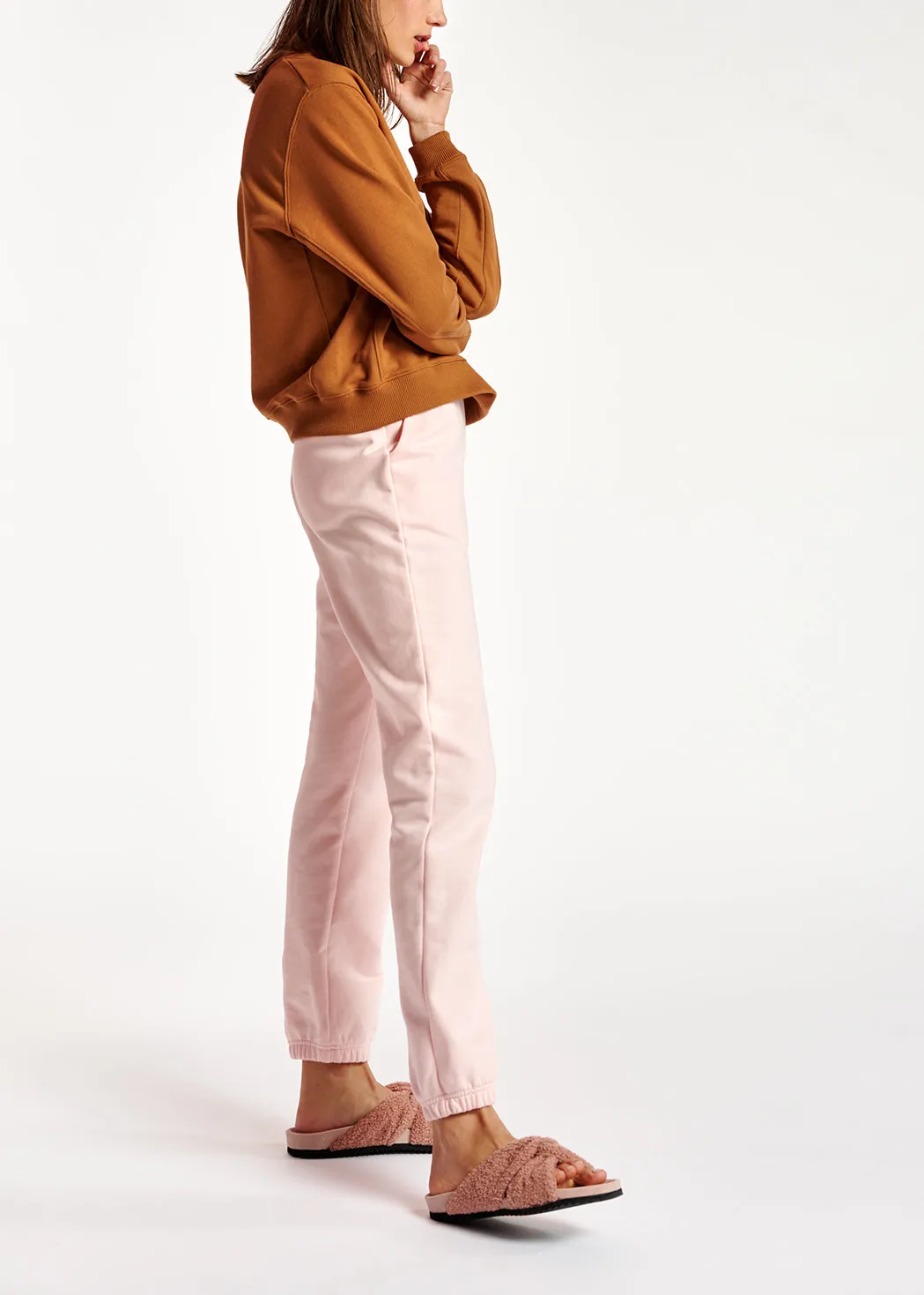 Light pink organic cotton-jersey sweatpants