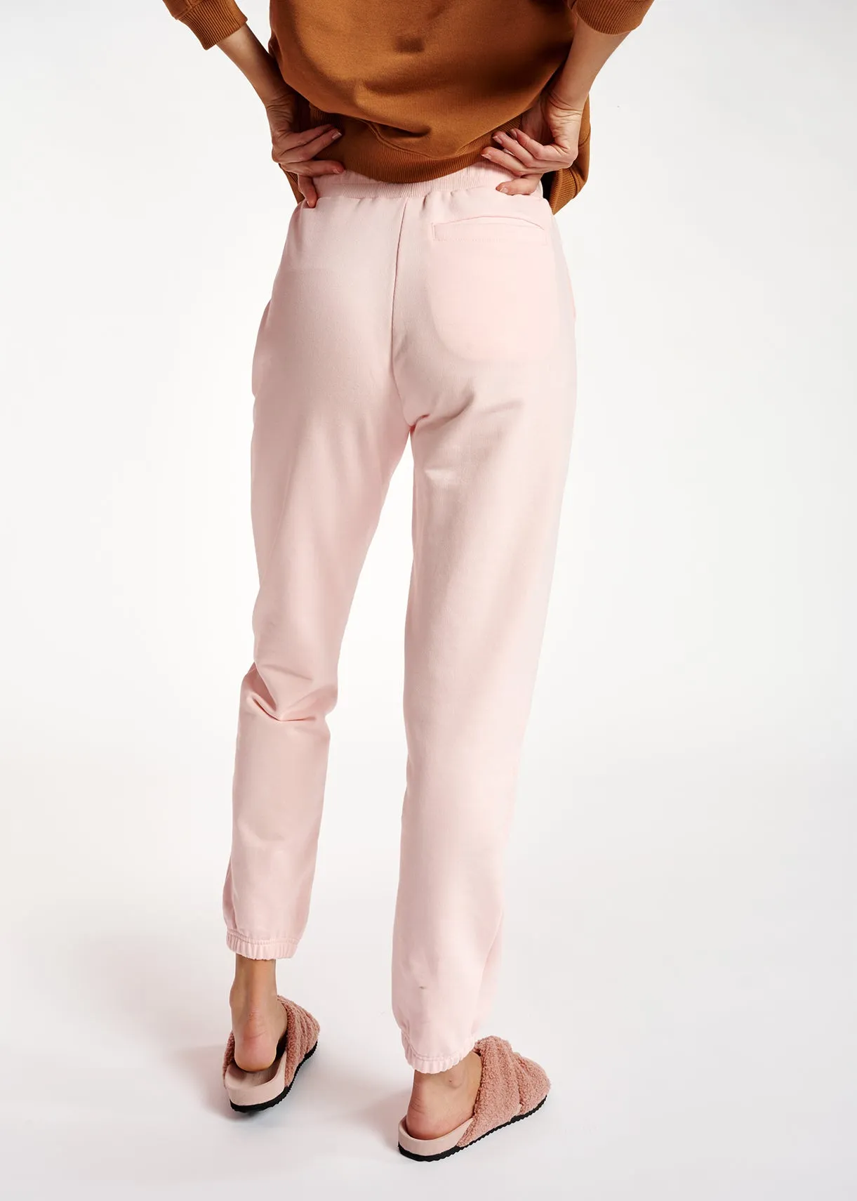 Light pink organic cotton-jersey sweatpants