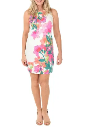 London Times Watercolor Floral Sleeveless Shift Dress