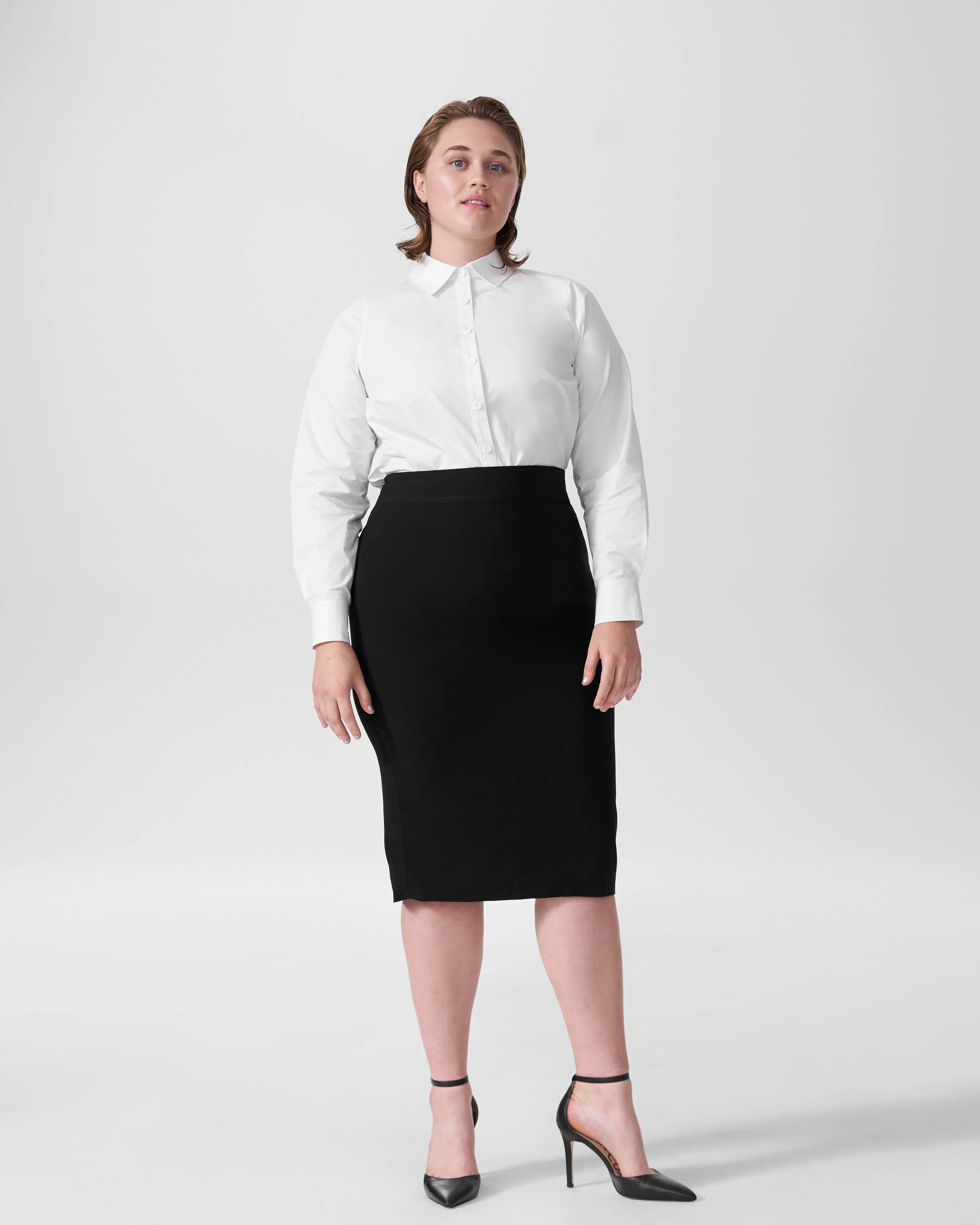 Lynn Luxe Twill Pencil Skirt - Black