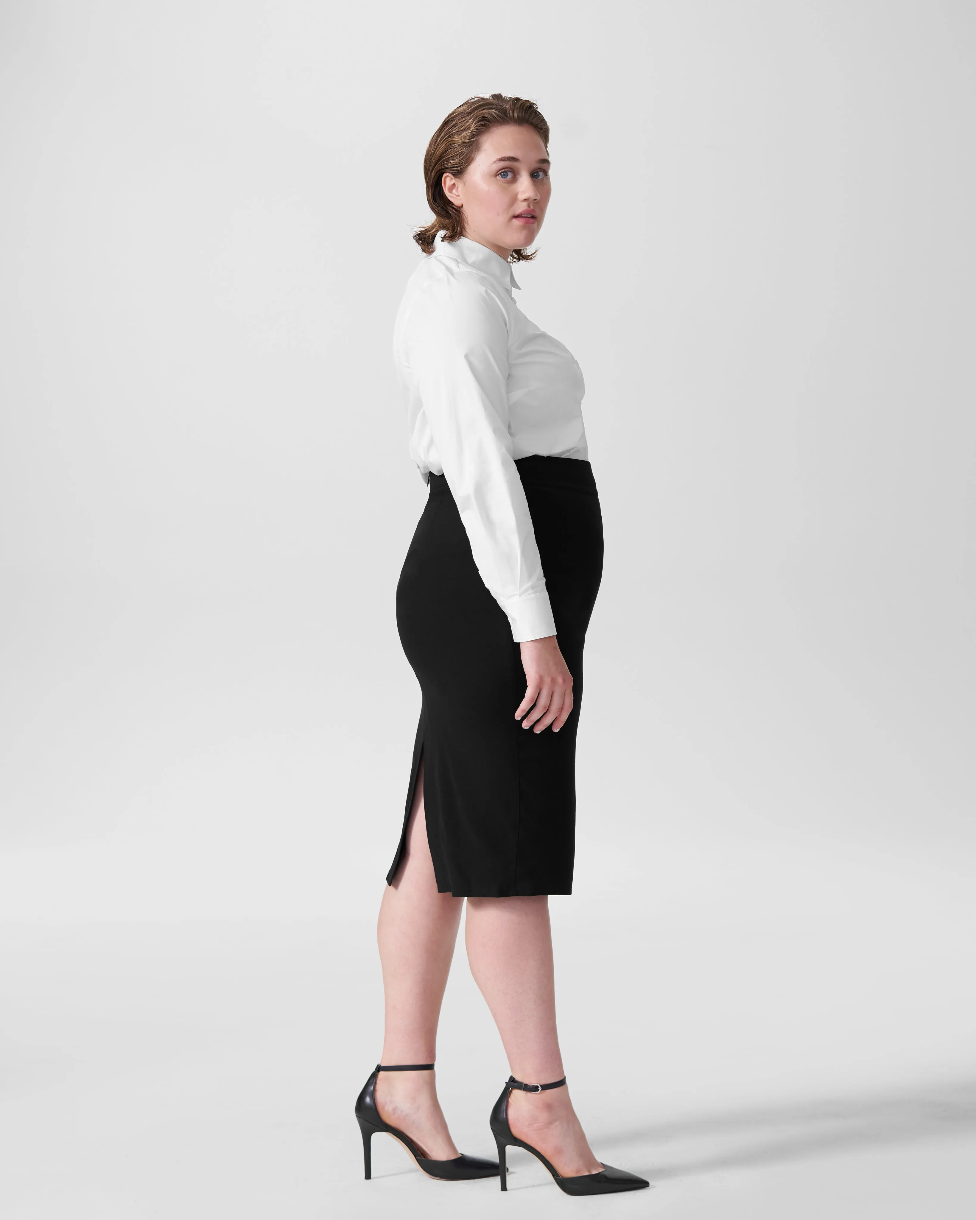 Lynn Luxe Twill Pencil Skirt - Black