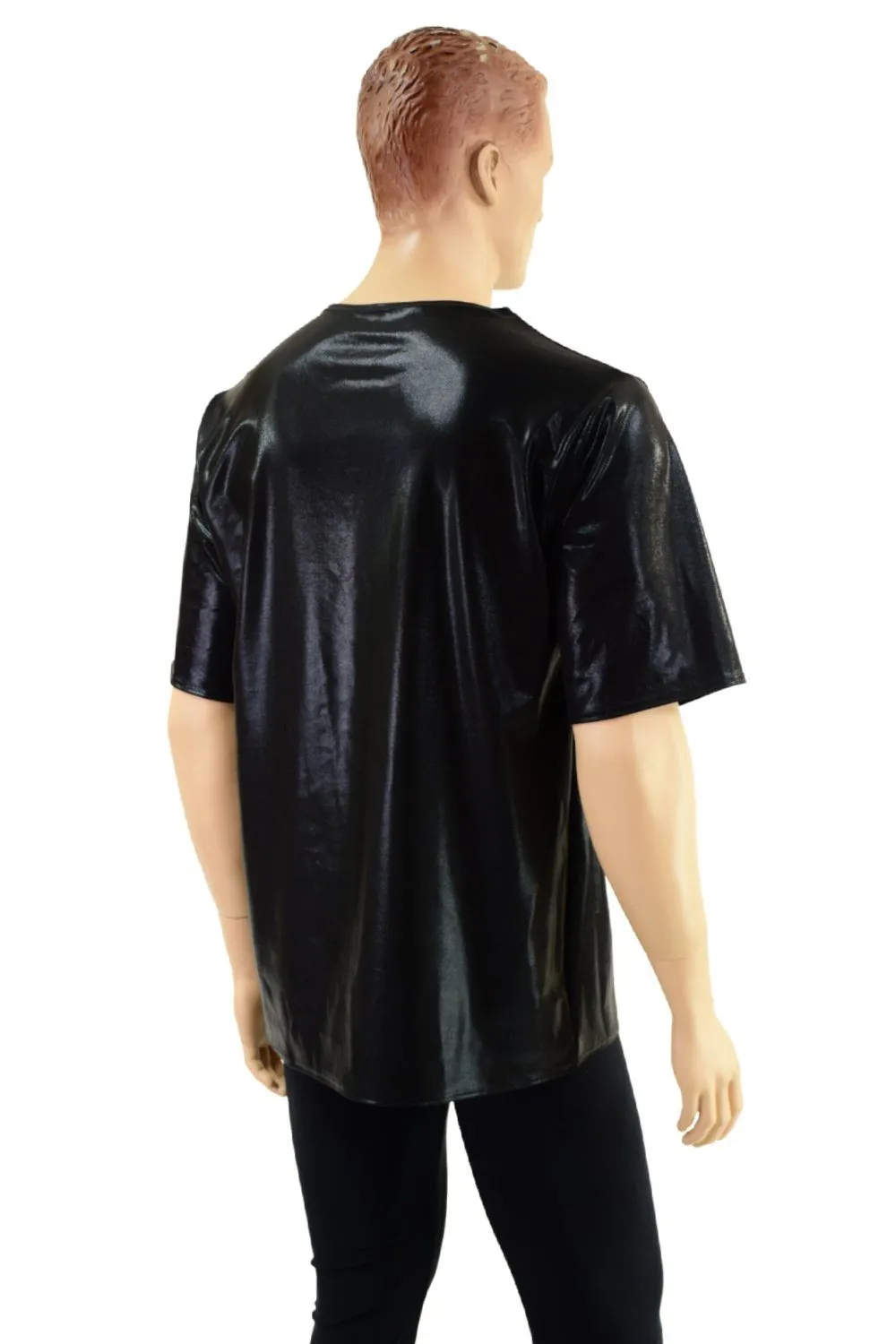 Mens Black Mystique Crew Neck Shirt with Tee Sleeves