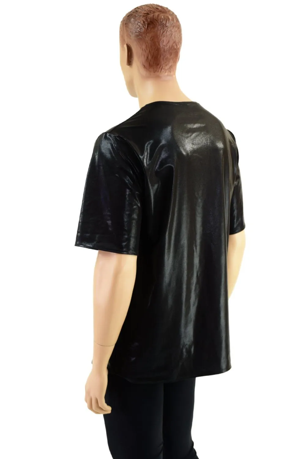 Mens Black Mystique Crew Neck Shirt with Tee Sleeves