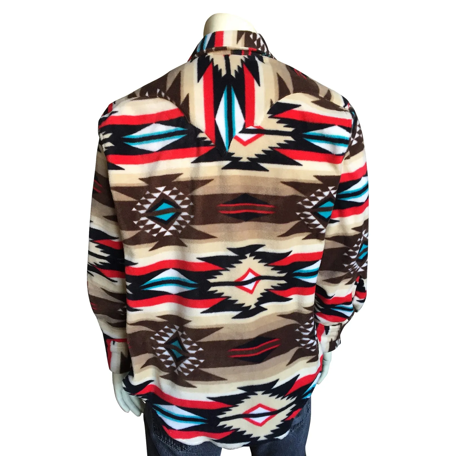 Men's Native Pattern Fleece Western Shirt in Serape Brown