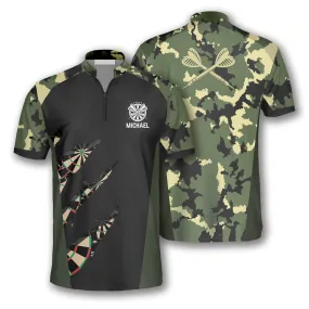 Military Print Custom Darts Jerseys for Men, Gift for Dart Lovers, Dart Team Jersey Shirt