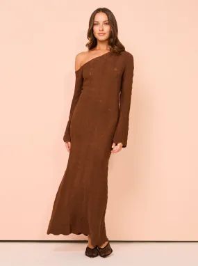 Mon Renn Waves Midi Dress in Mocha