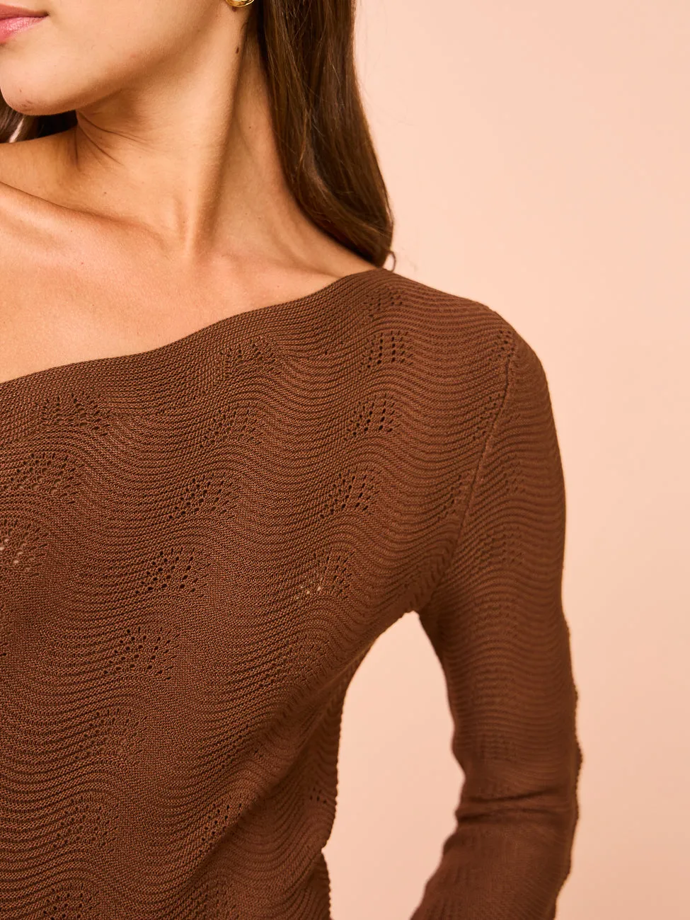 Mon Renn Waves Midi Dress in Mocha