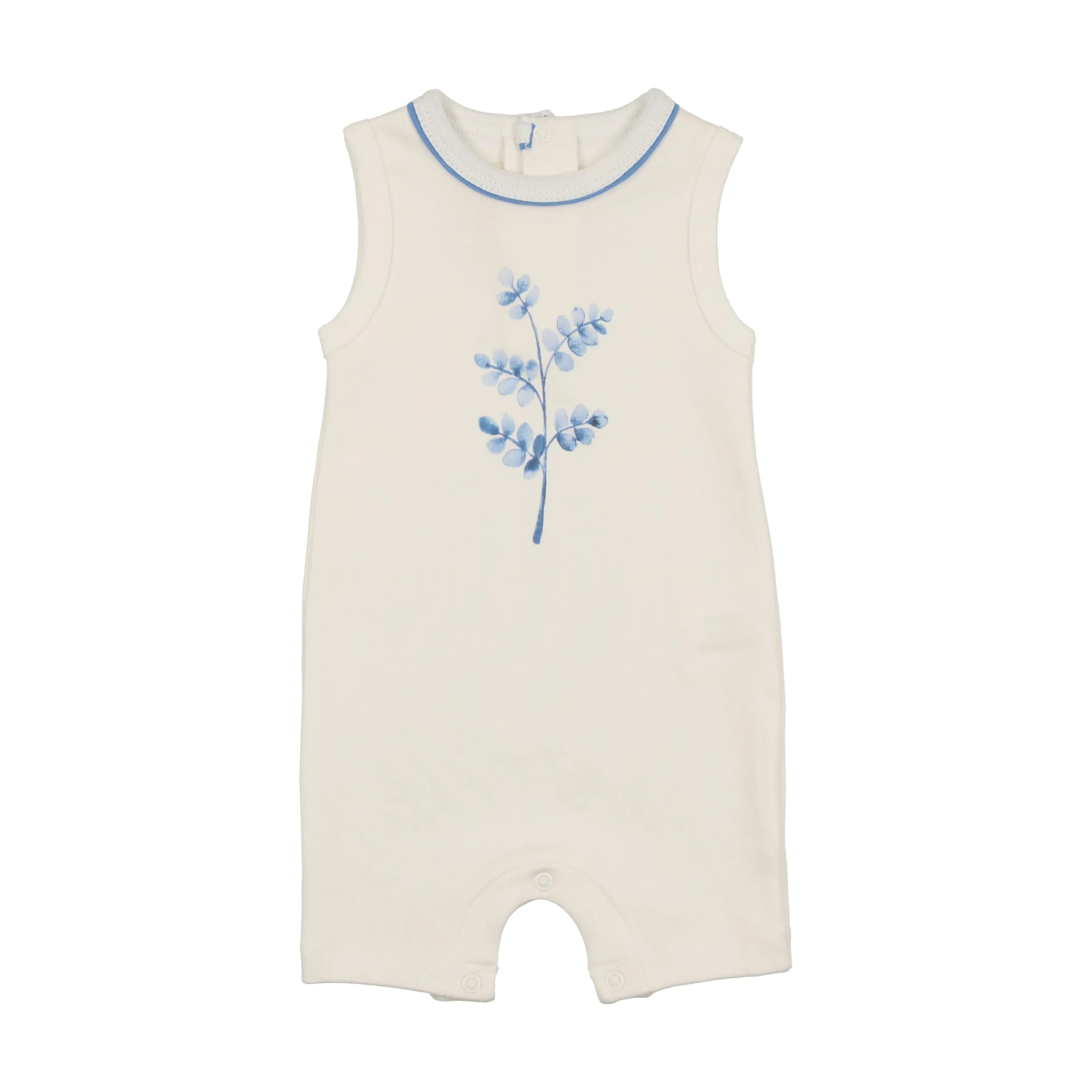 Mon Tresor Ivory & Blue Stem Stitch Boys Romper