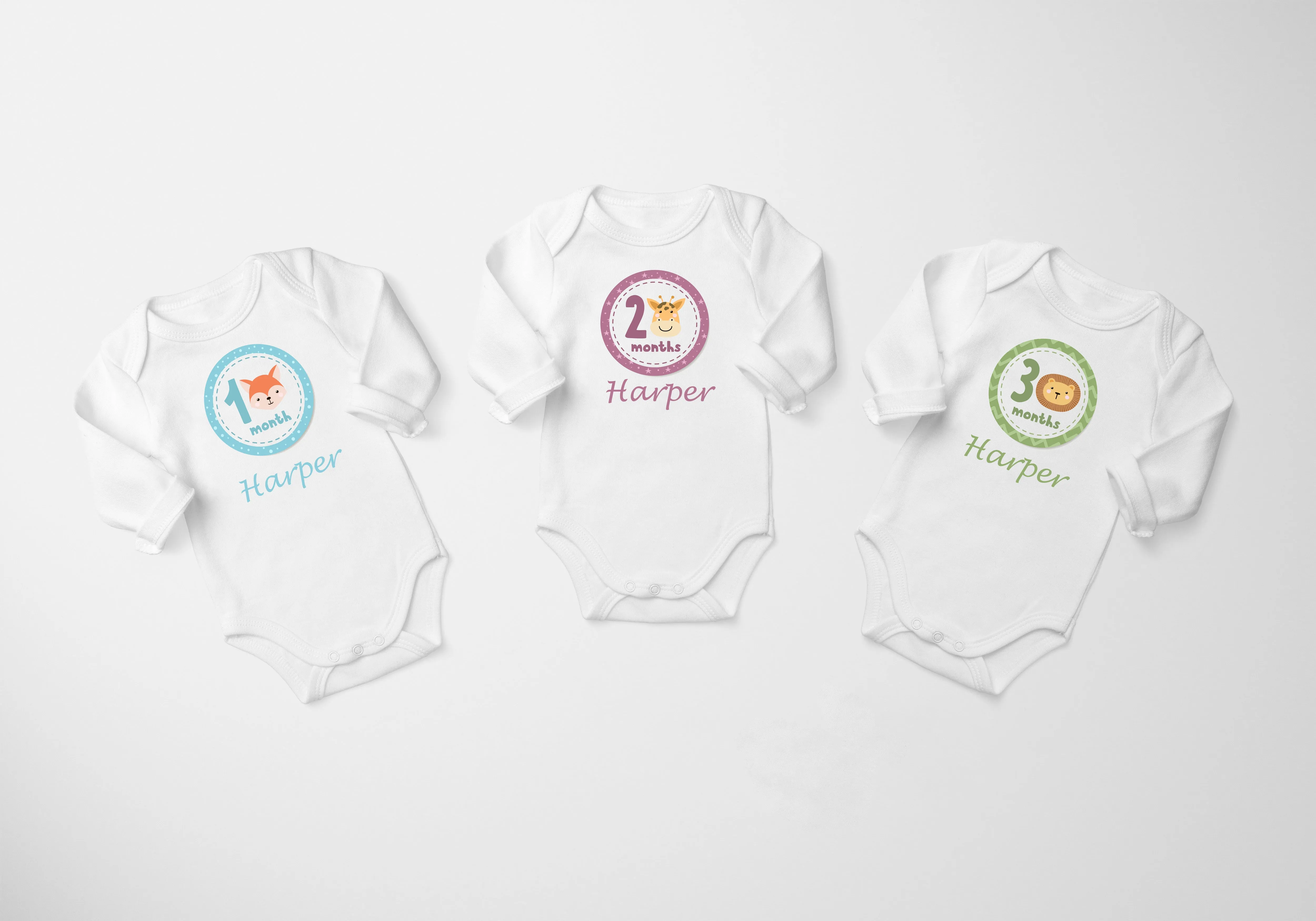 Monthly Personalised Bodysuit set of 12