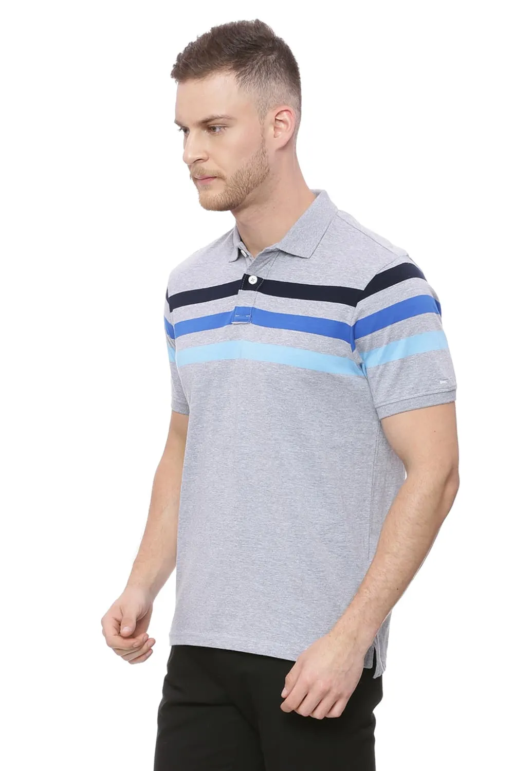 Muscle Fit Heather Gray Polo T Shirt