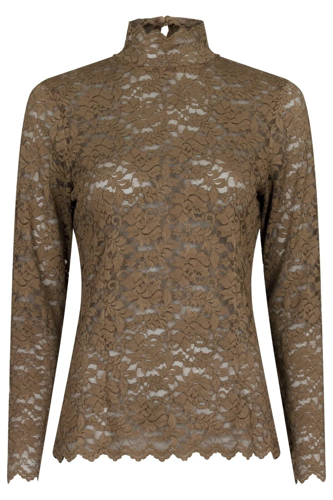 Neo Noir - Liza Laceflower Blouse - Dark Taupe