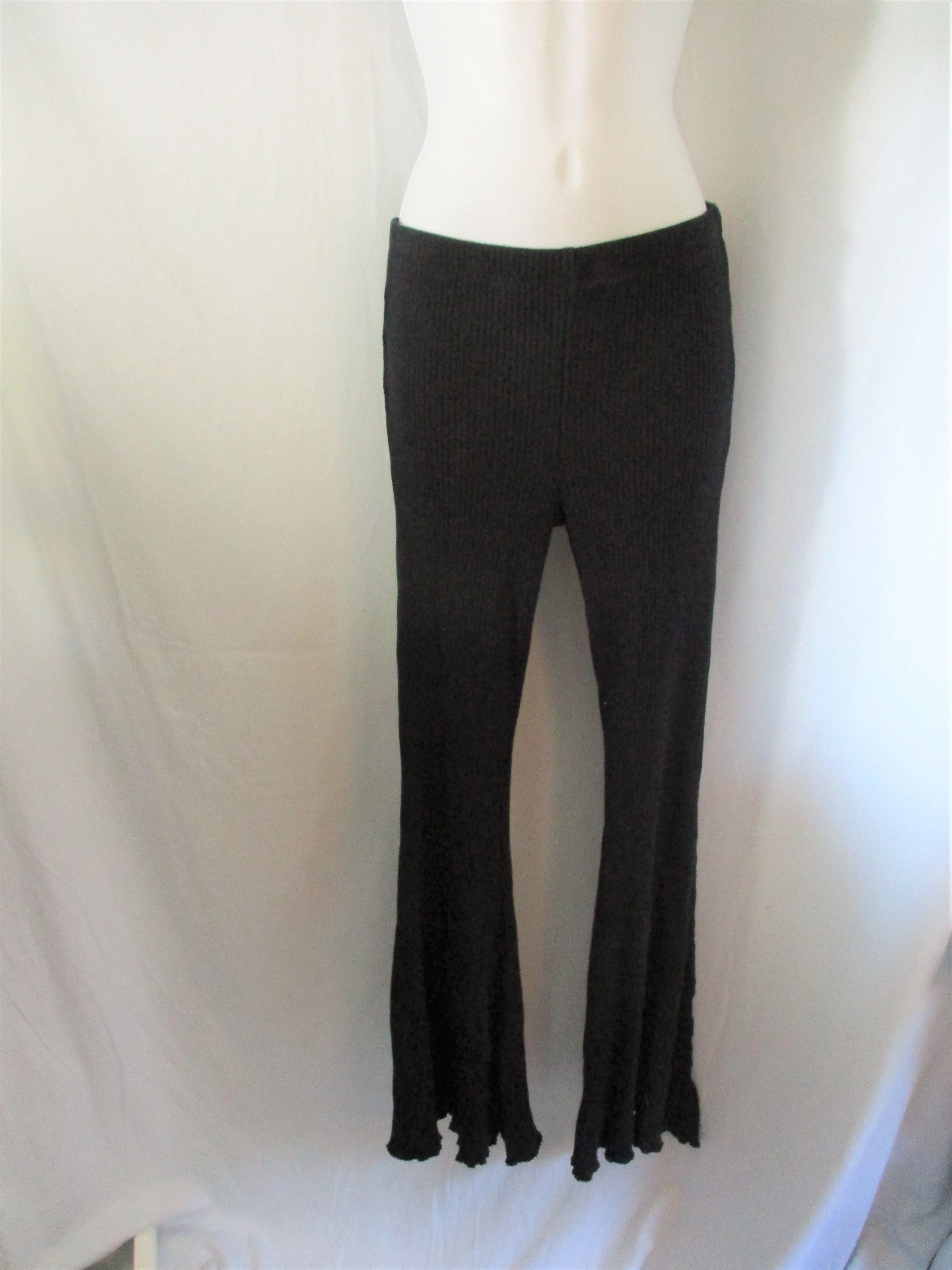 NEW AERIE FLARE PANT Sweatpant Yoga Athletic Lounge WAFFLE S/P BLACK