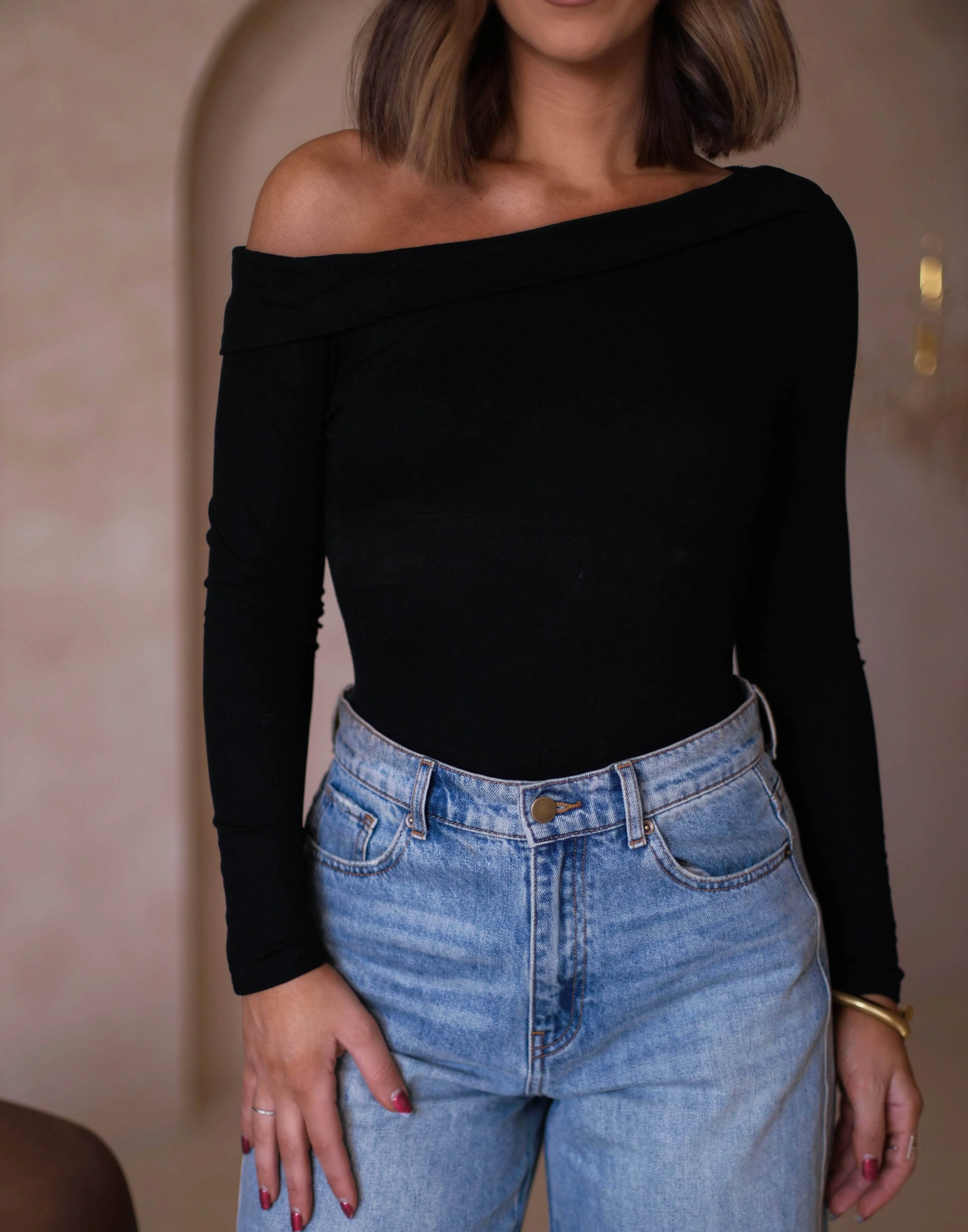 Off Shoulder Fitted Bodysuit