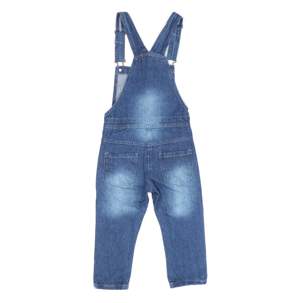 Overall Denim Dangri For Girls - Mid Blue