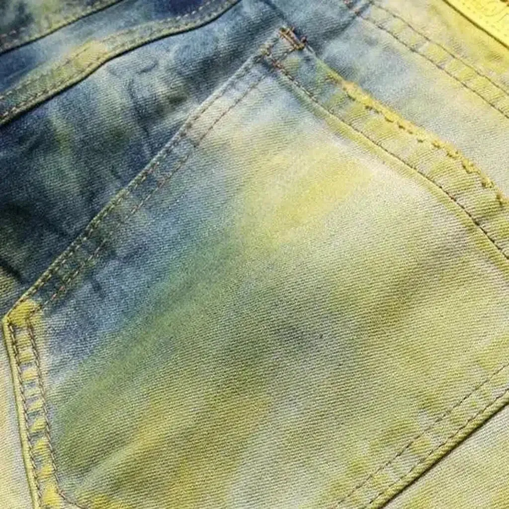 Painted mid-waist jeans
 for men