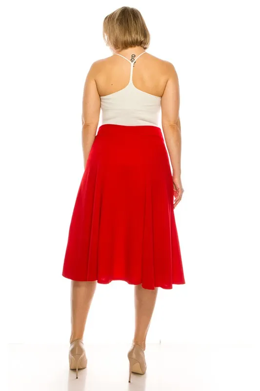 Paneled Aline Midi Skirt Plus Size