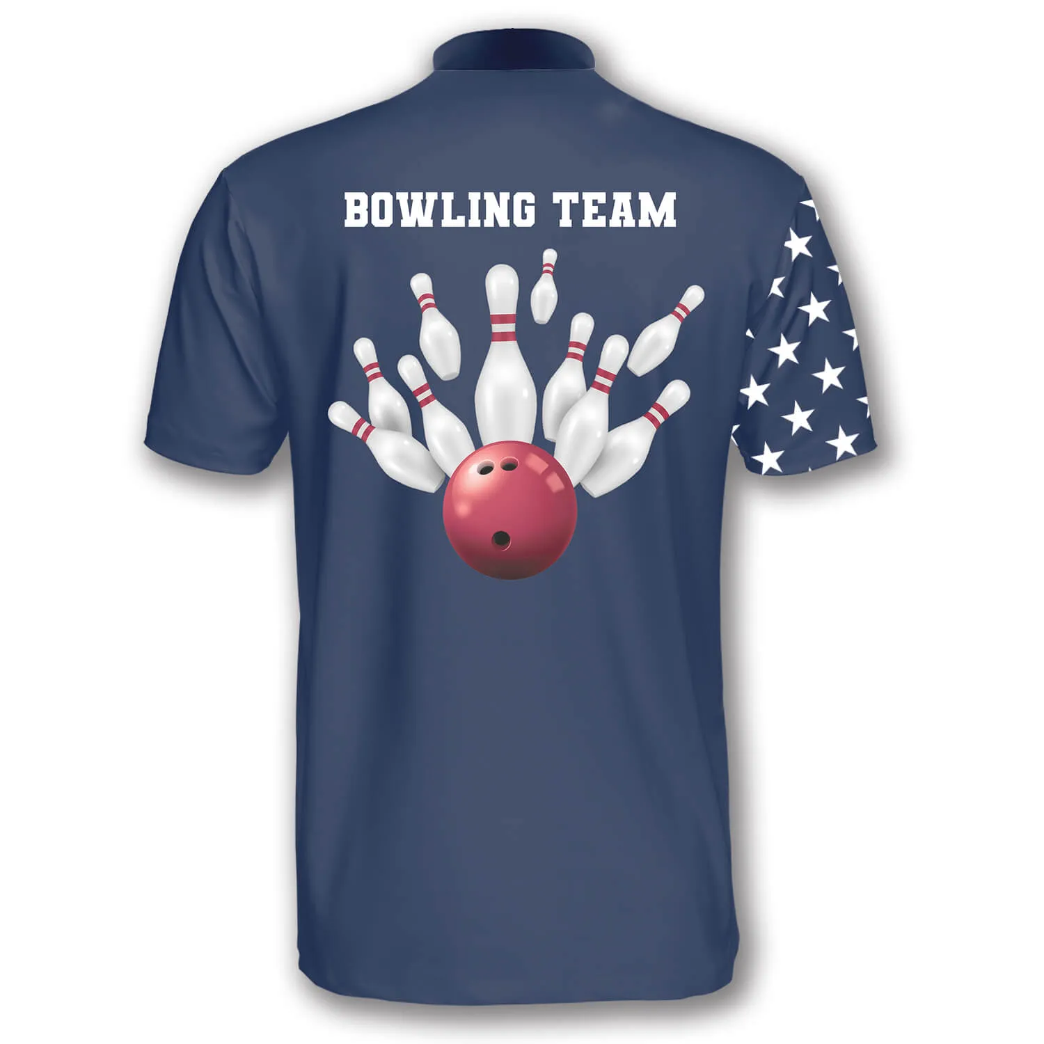 Patriotic American Flag Navy Custom Bowling Jerseys for Men, Best Shirt for Bowler, Flag Bowling Shirt