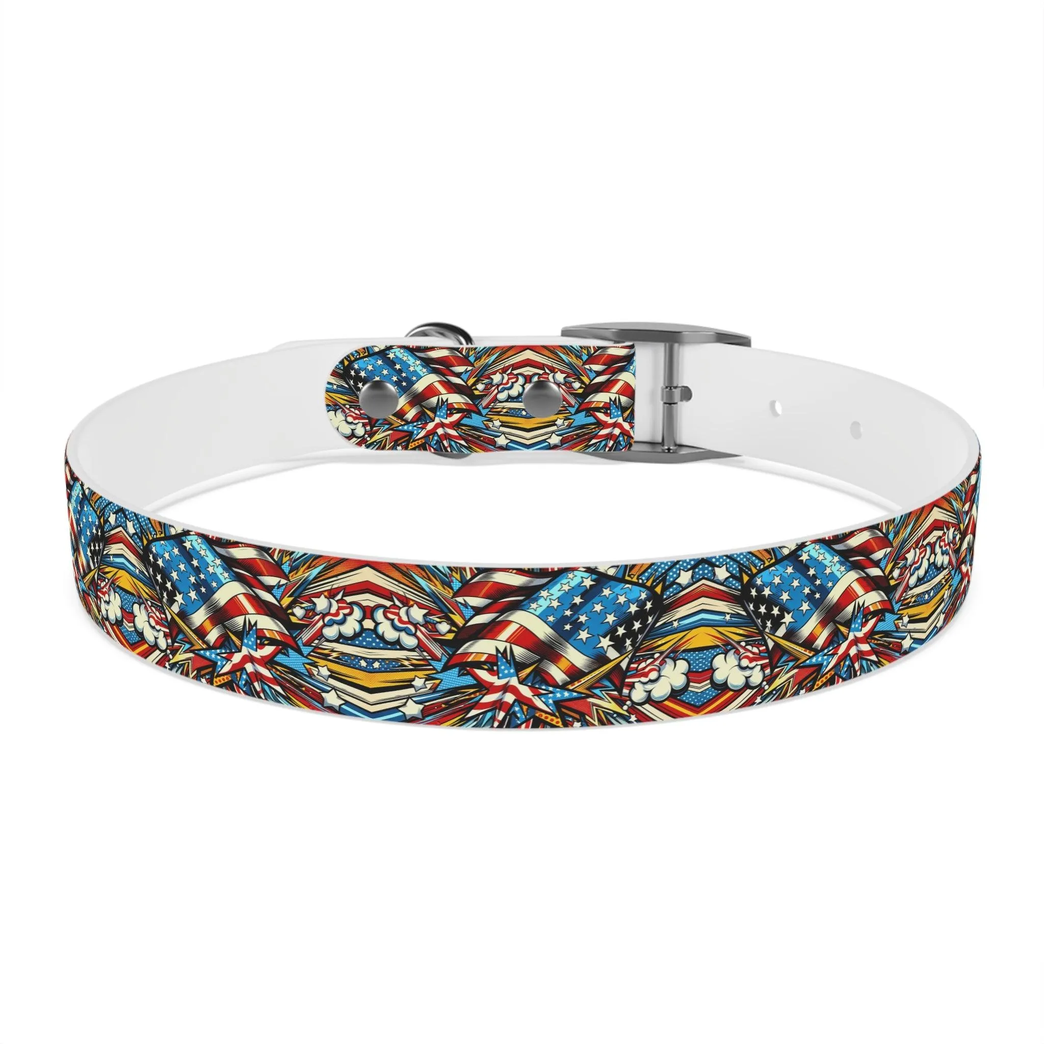 Patriotic Comic-Style Dog Collar 🇺🇸