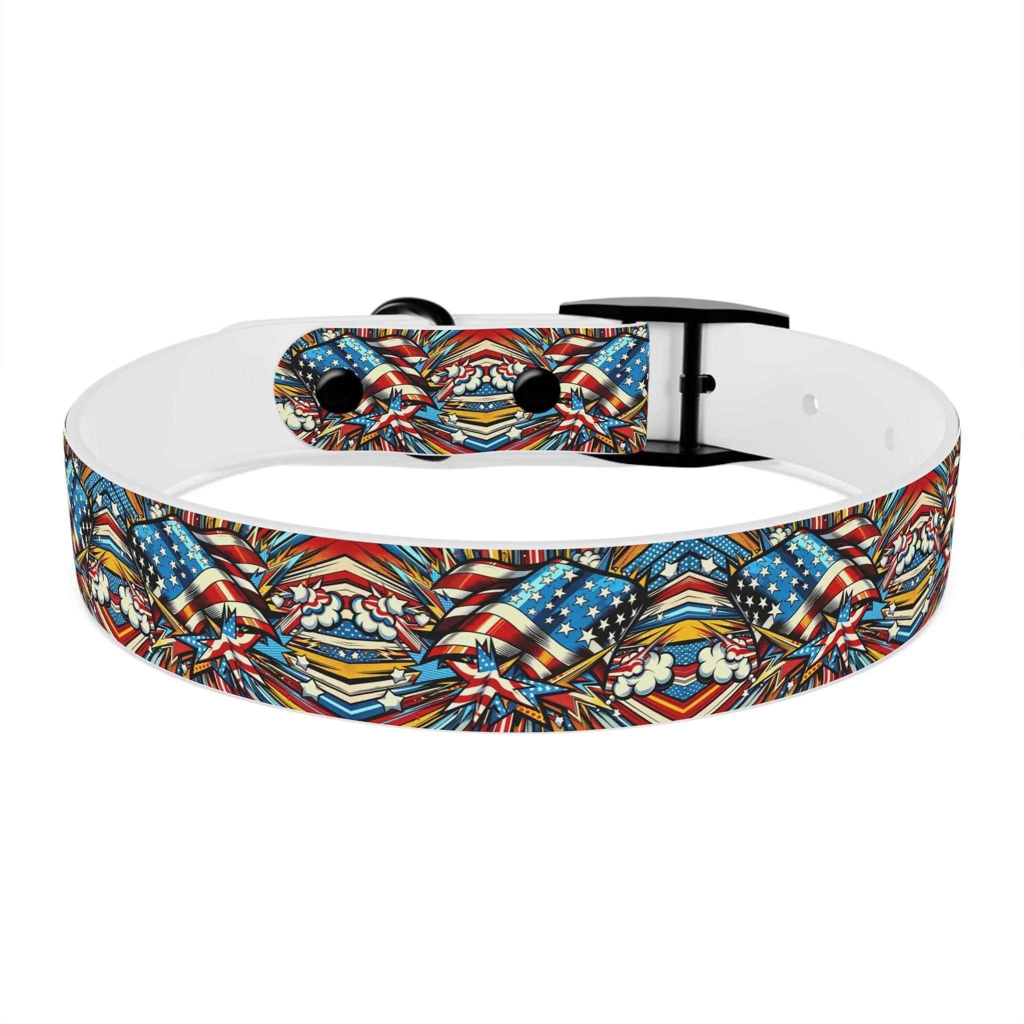 Patriotic Comic-Style Dog Collar 🇺🇸