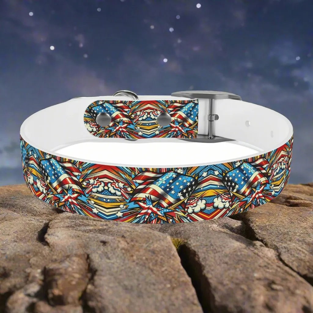 Patriotic Comic-Style Dog Collar 🇺🇸