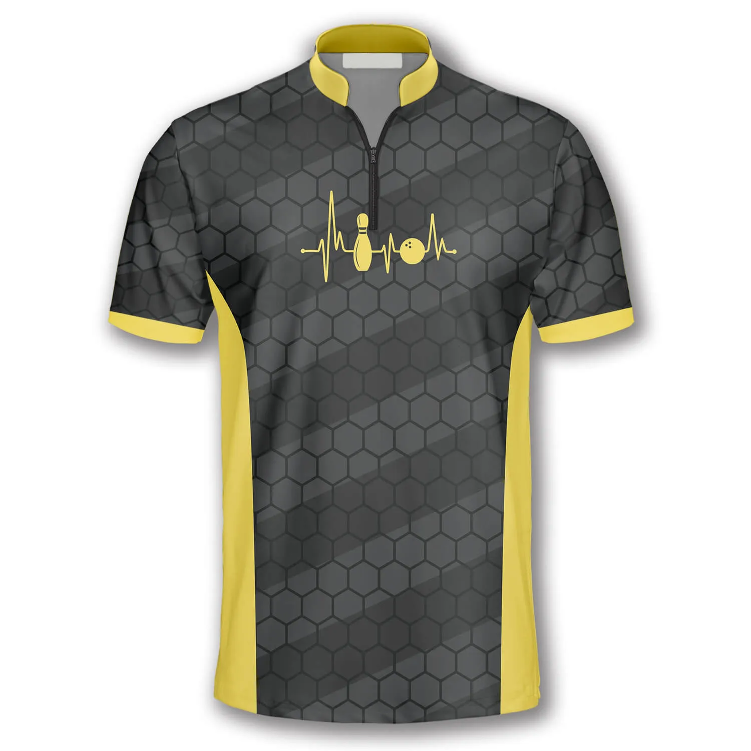 Personalized Name Bowling Heartbeat Honeycomb Pattern Custom Bowling Jerseys for Men