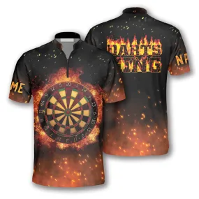 Personalized Name Darts King Fire Flame Custom Darts Jerseys for Men, Idea Gift for Dart Player