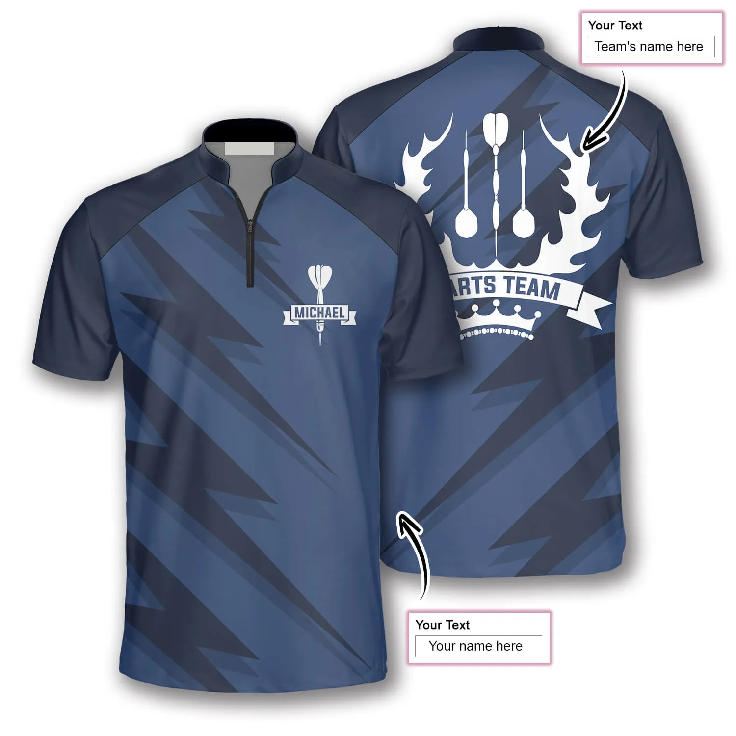 Personalized Name Team Blue Lightning Custom Darts Jerseys For Men, Idea Gift for Dart Team