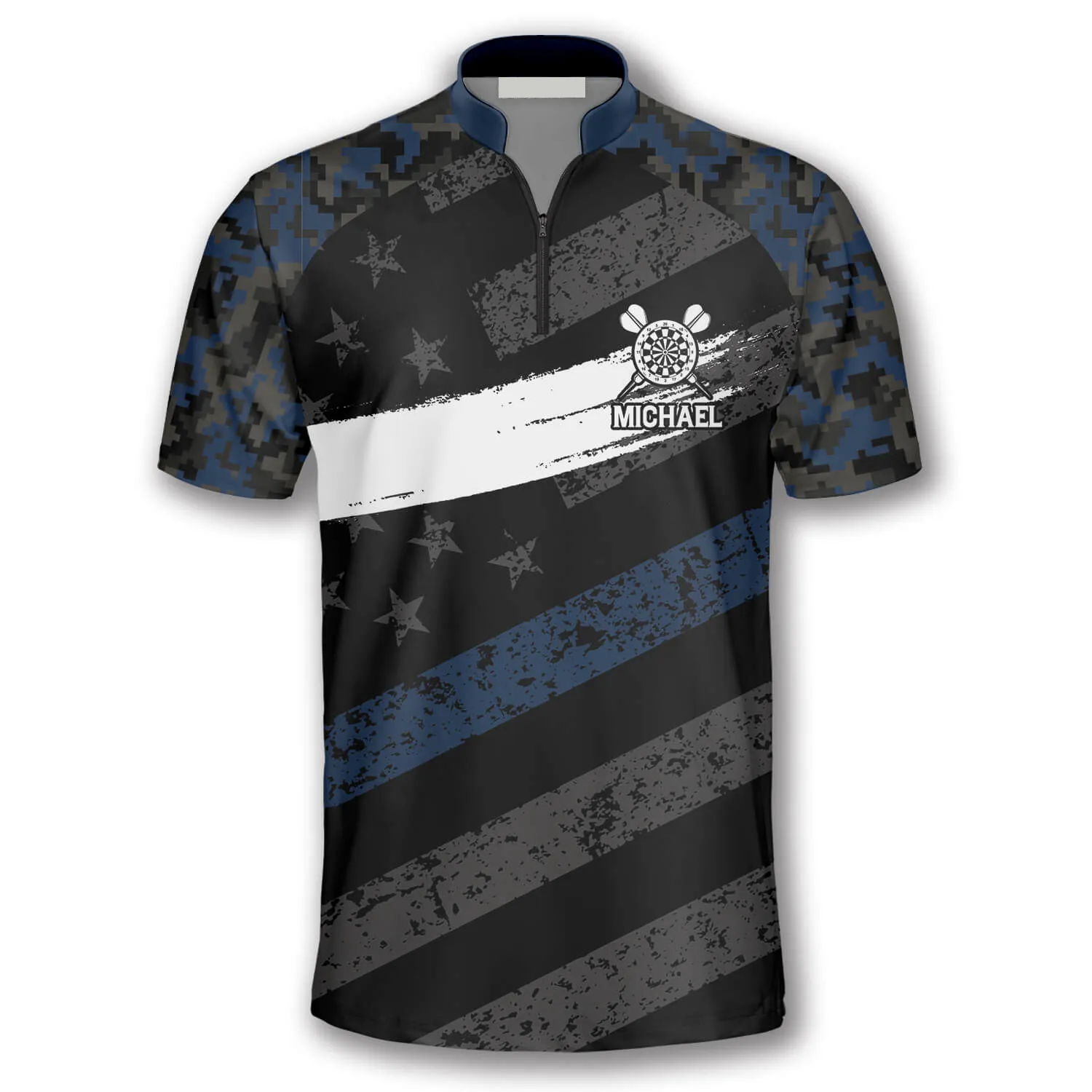 Personalized Passionate Blue Camo Custom Darts Jerseys for Men