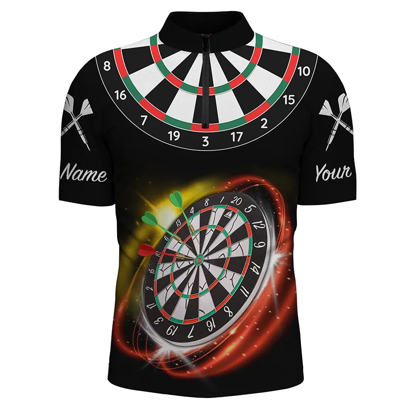 Personalized Red Black Mens Darts Quarter-Zip Shirt Custom Name Cool Darts Jersey For Men