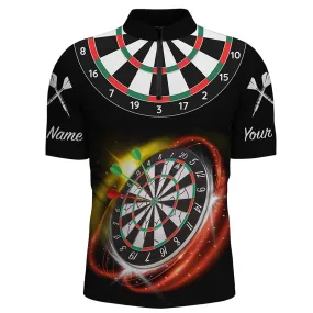 Personalized Red Black Mens Darts Quarter-Zip Shirt Custom Name Cool Darts Jersey For Men