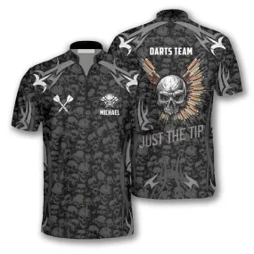 Personalized Skull Angel Wings Custom Darts Jerseys for Men, Skull Dart Jersey Shirt