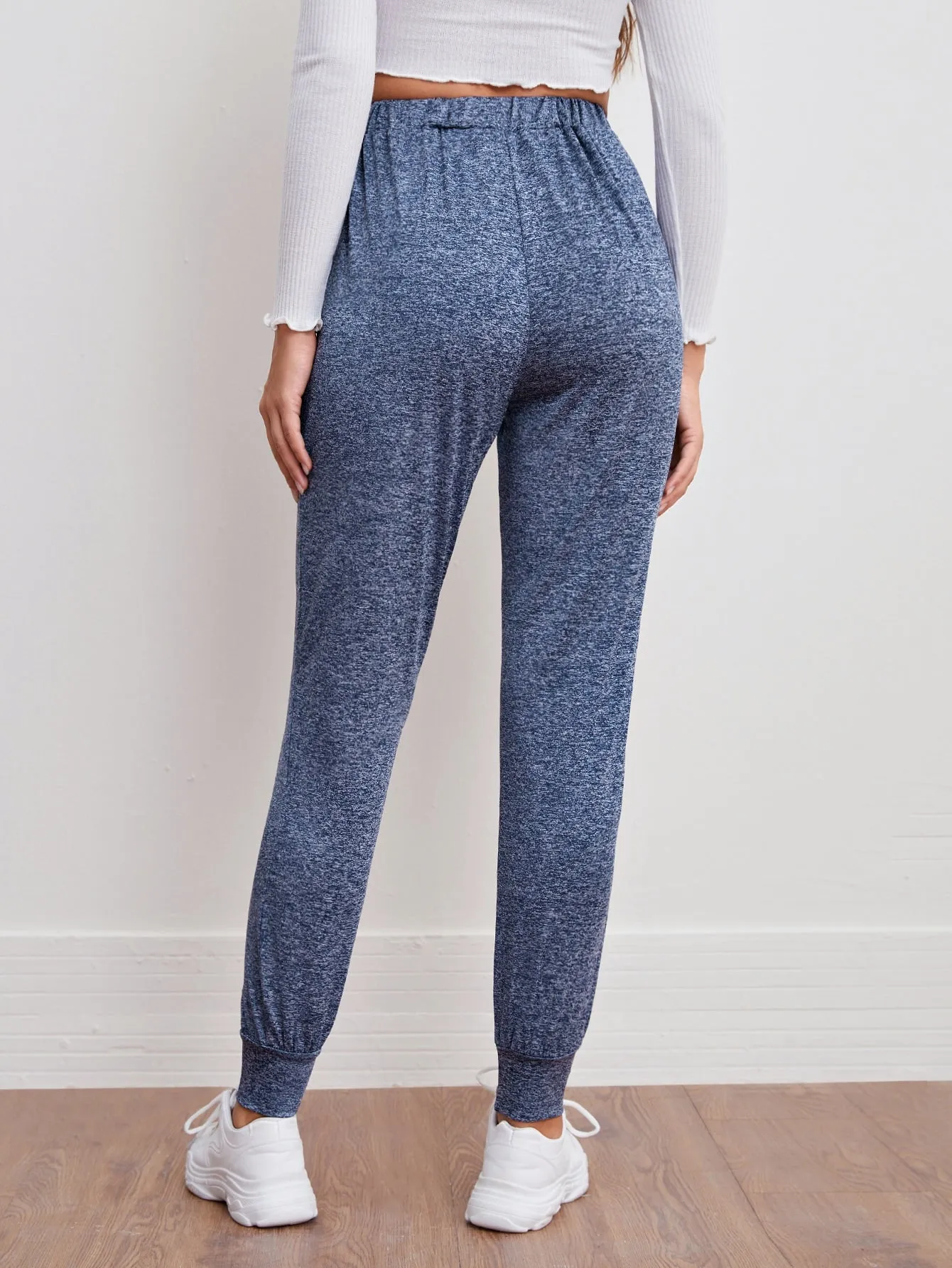 Plain Knot High Waist Cropped Women Sweatpants