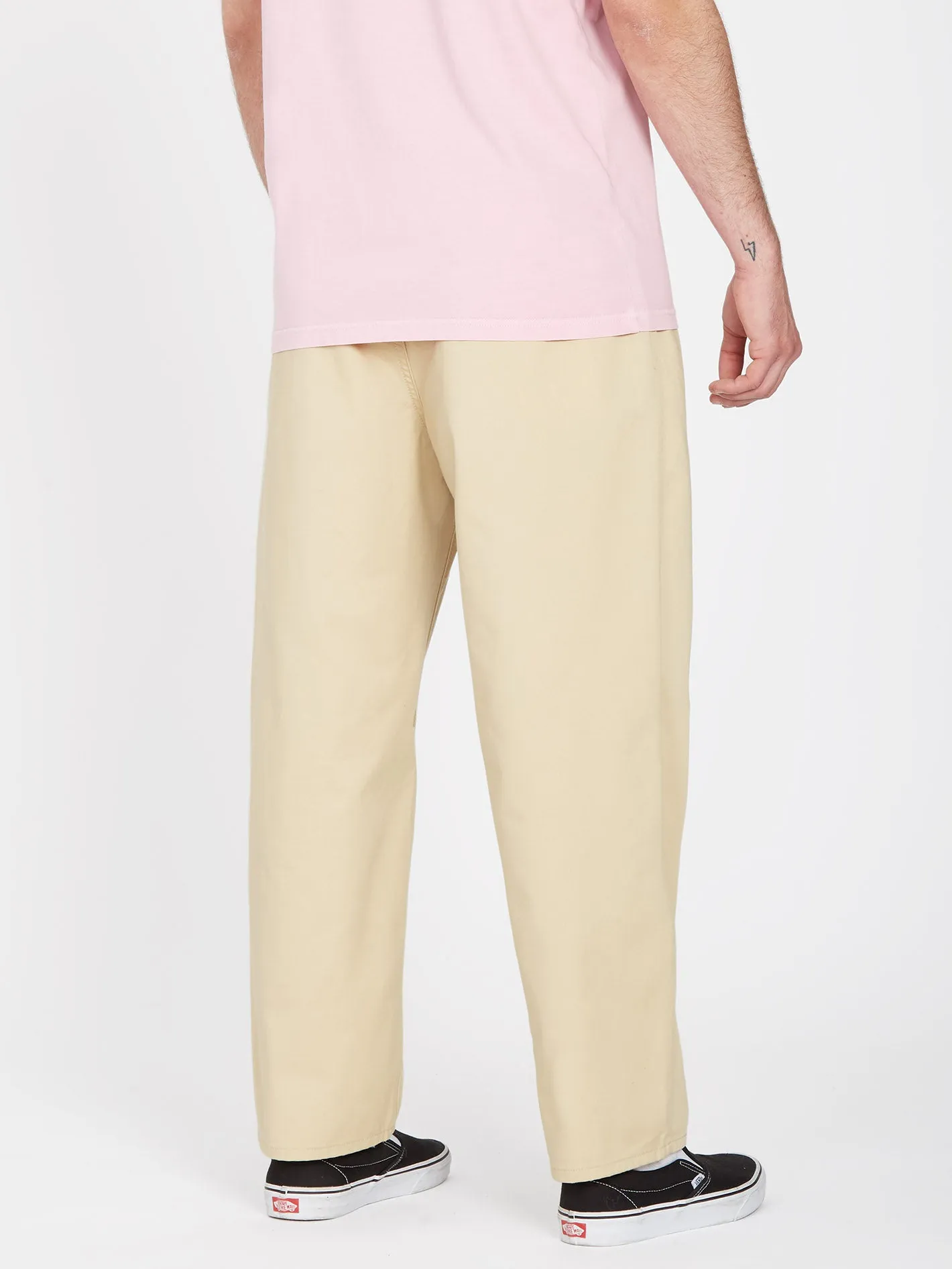 Pleated Chino Trousers - ALMOND