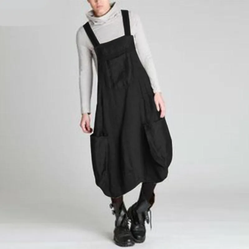 Plus Size Vintage Black Overall Dress