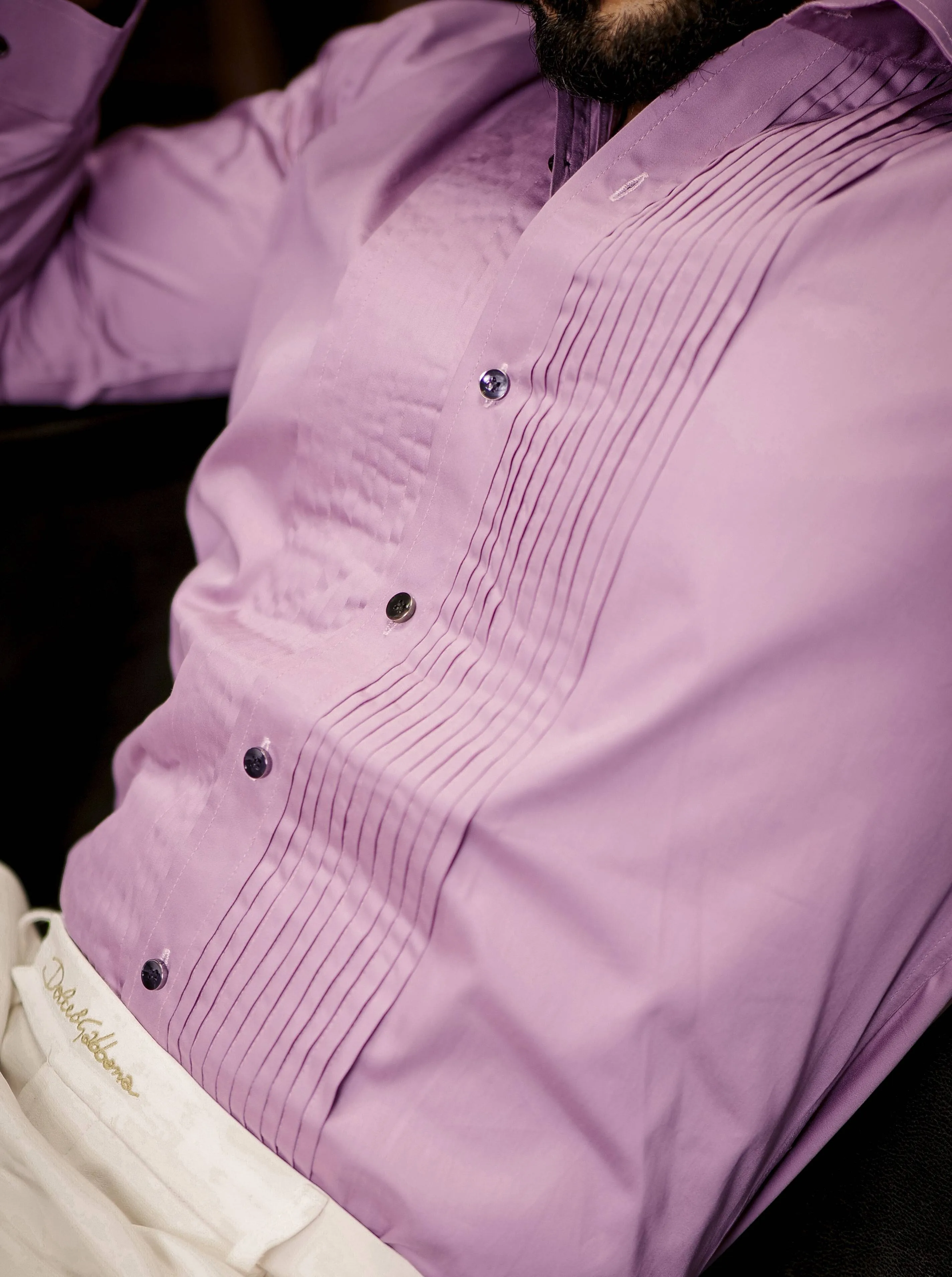 Purple Subtle Sheen Tuxedo Premium Giza Satin Cotton Shirt