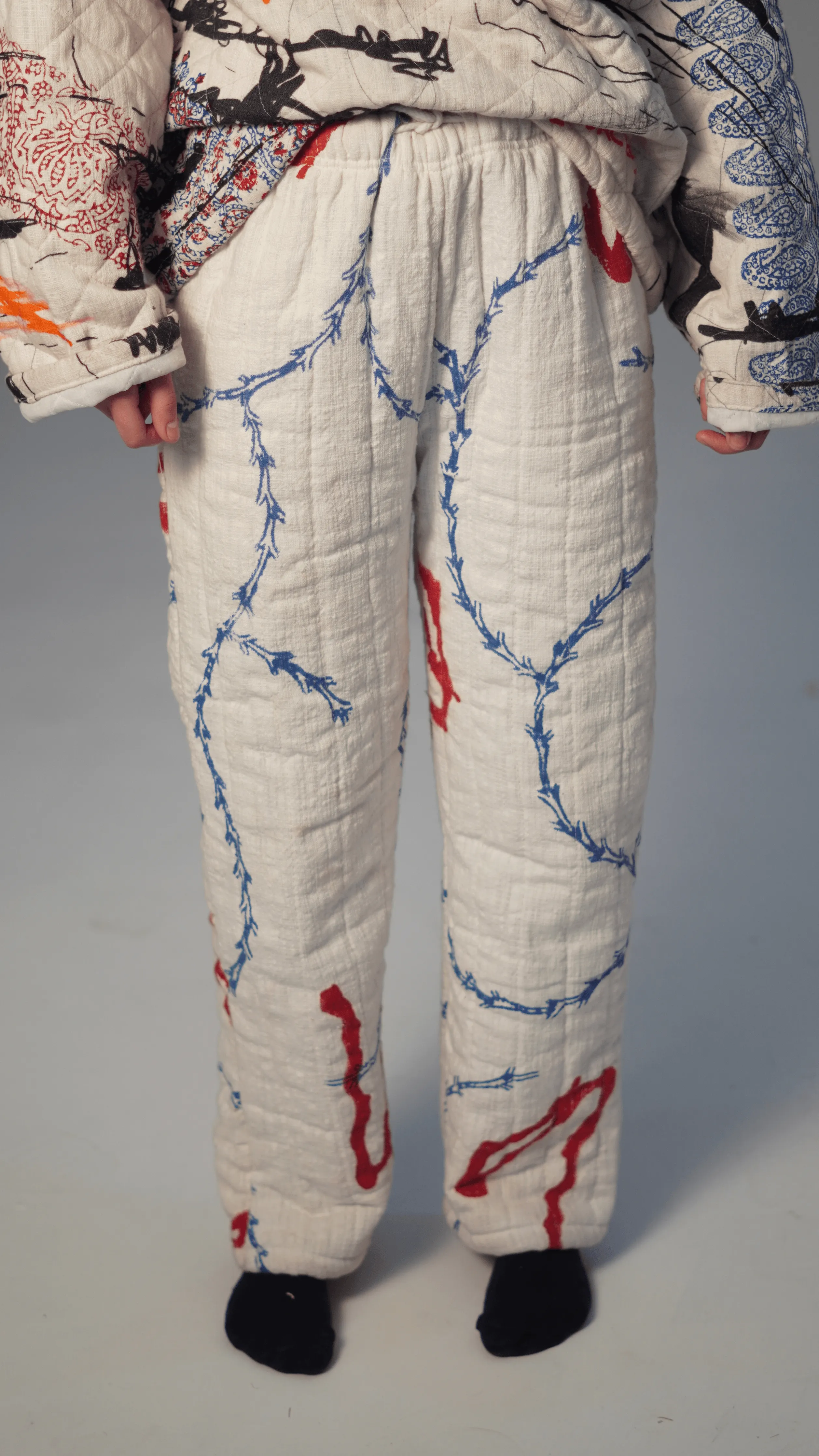 Quilted Block Print Sweatpants