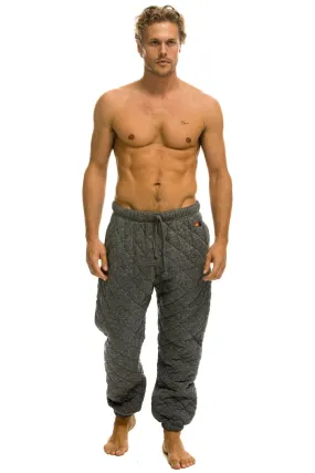 QUILTED SWEATPANTS - HEATHER GREY