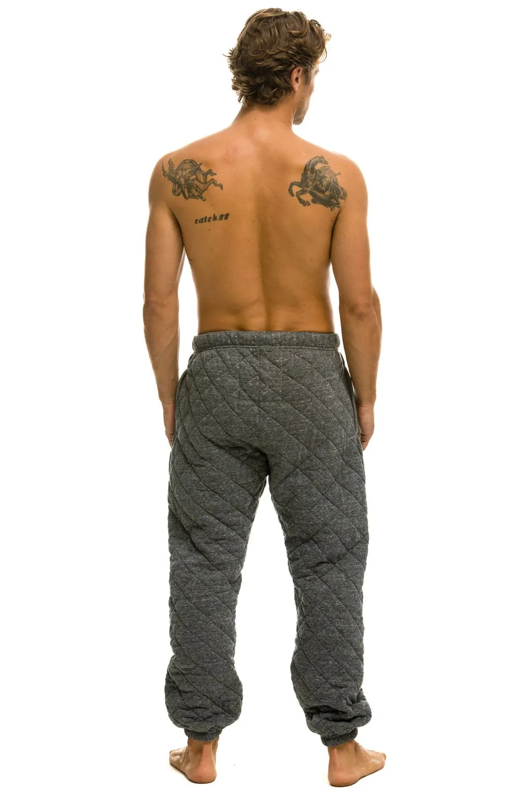 QUILTED SWEATPANTS - HEATHER GREY