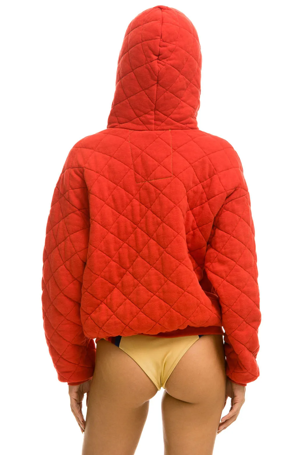 QUILTED ZIP HOODIE RELAXED - RED