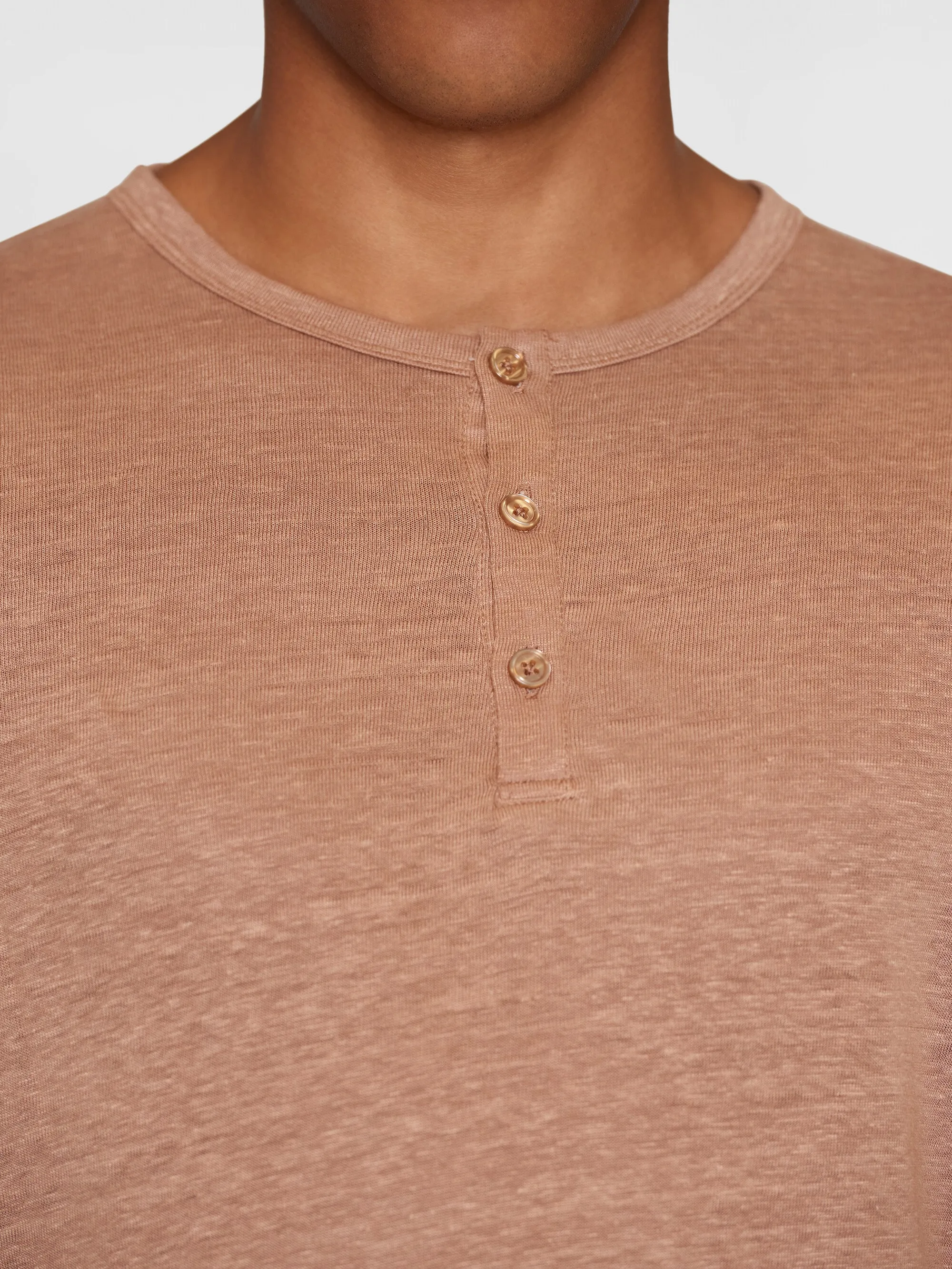 Regular linen henley - GOTS/Vegan - Chocolate Malt