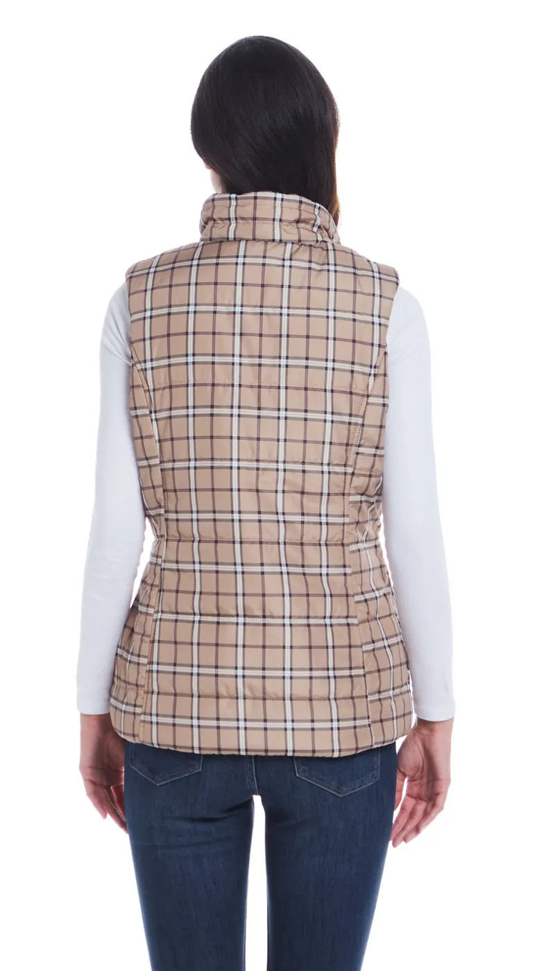 REVERSIBLE PLAID QUILTED VEST