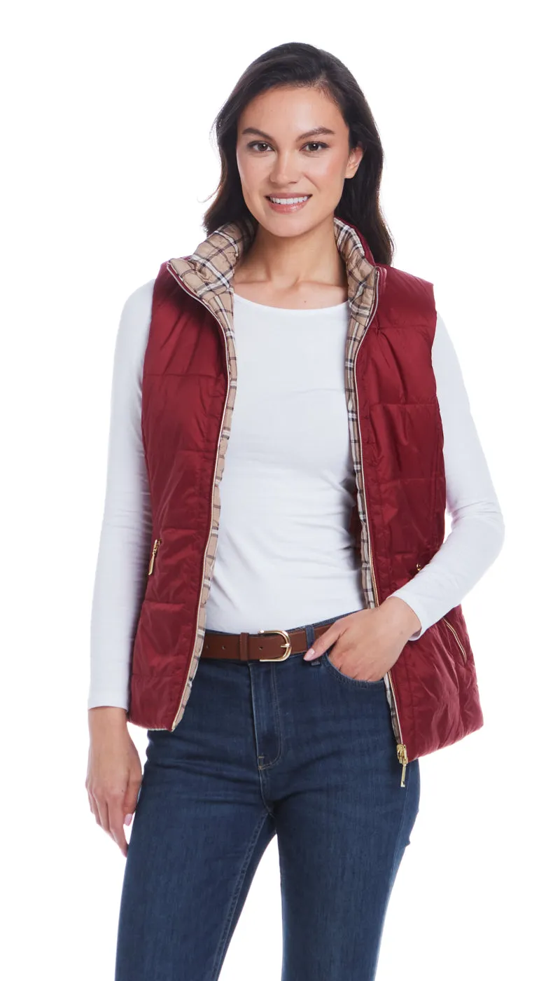 REVERSIBLE PLAID QUILTED VEST