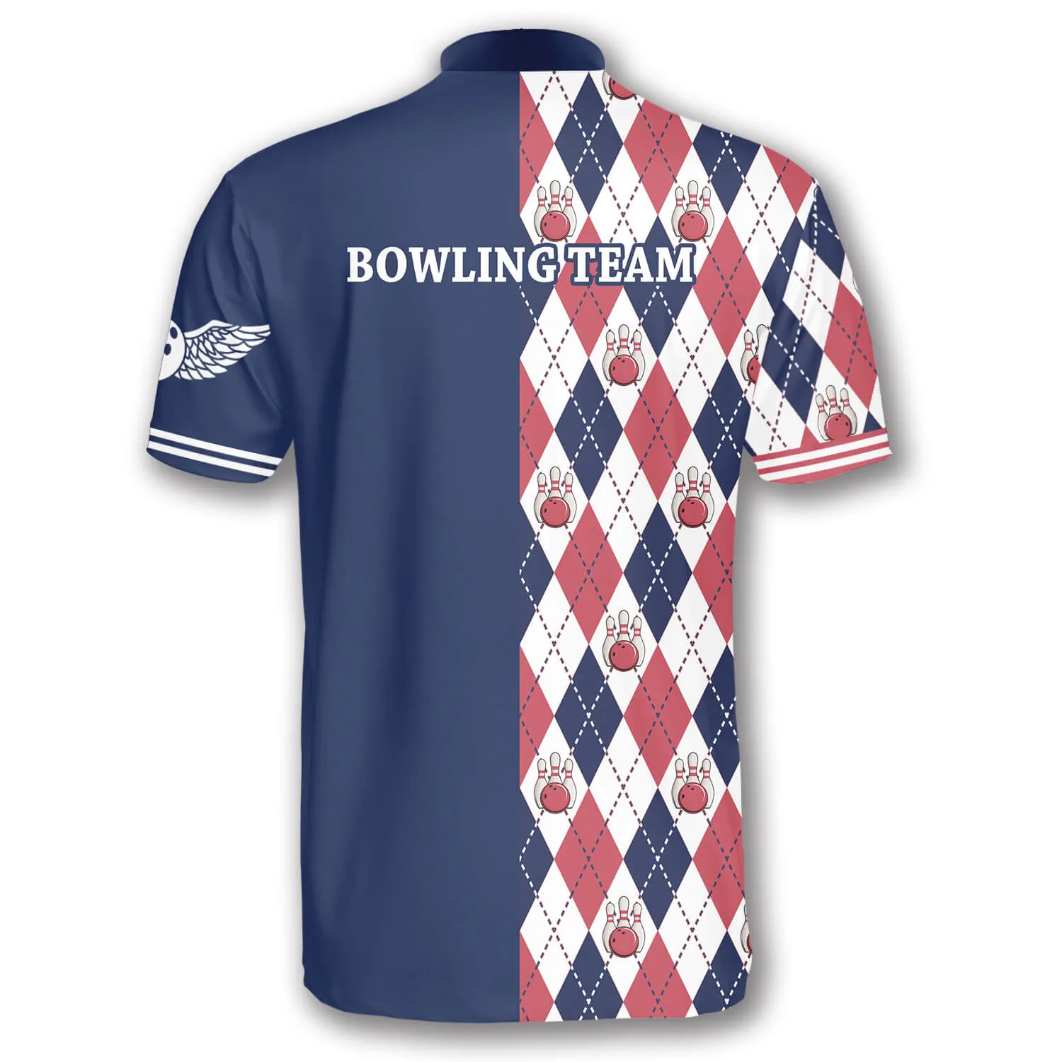 Rhombus Pattern Custom Bowling Jerseys for Men, Personalized 3D All Over Print Bowling Shirt